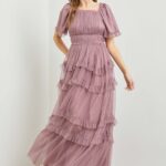 Polgram Tulle Maxi Dress in Dusty Lavender