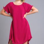 Umgee Ruby High Low Linen Blend Dress with Frayed Details